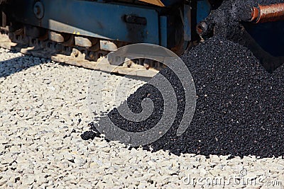 Laying fresh asphalt Stock Photo