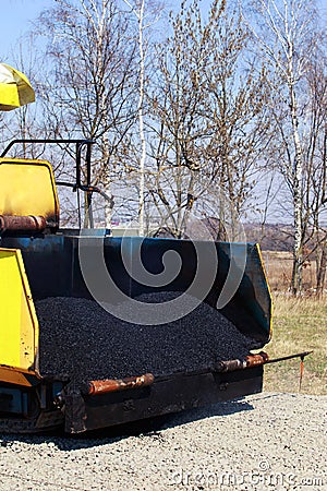 Laying fresh asphalt Stock Photo