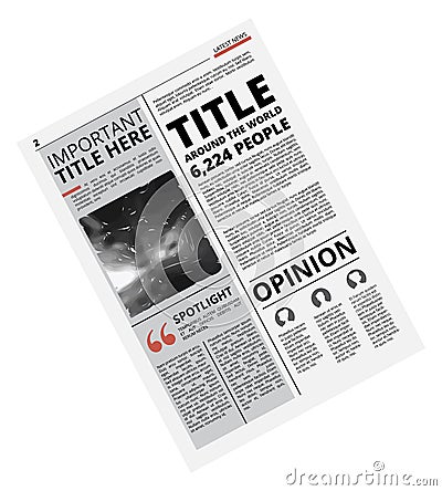 Laying newspaper template. Tabloid article page layout Vector Illustration