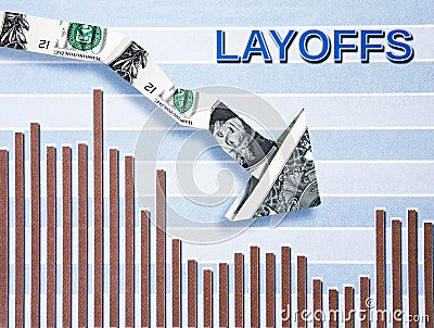 Layoffs down arrow Stock Photo