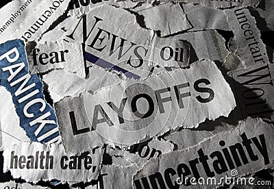 Layoffs news headline Stock Photo