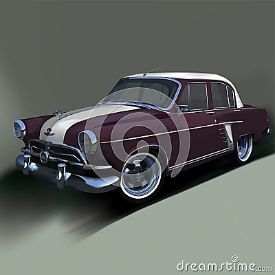 the layout of the car is retro in bright colors Vector Illustration