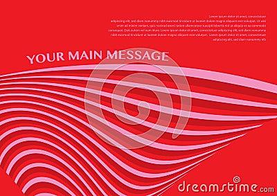 Layout design of smooth lines background in red color Vector Illustration