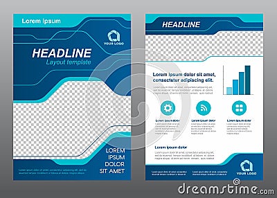 Layout flyer template size A4 cover page blue line art Vector design Vector Illustration