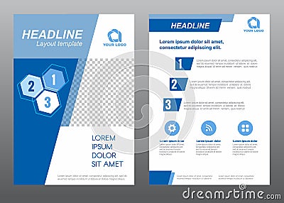 Layout flyer template size A4 cover page slant blue tone Vector design Vector Illustration
