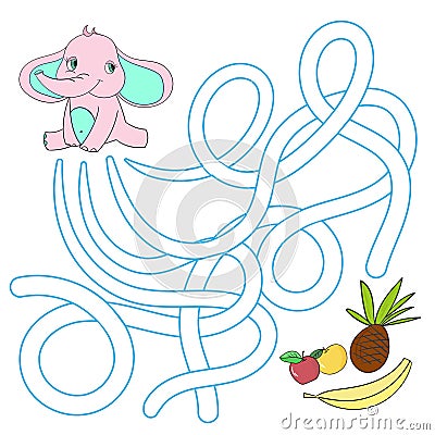 Layout for game labyrinth find a way elephant Vector Illustration