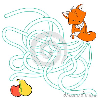 Layout for game labyrinth find a way fox Vector Illustration