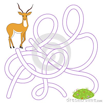 Layout for game labyrinth find a way gazelle Vector Illustration