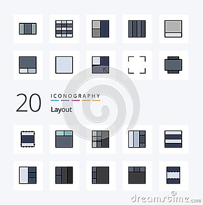 20 Layout Line Filled Color icon Pack like rotate screen full screen full screen view Vector Illustration