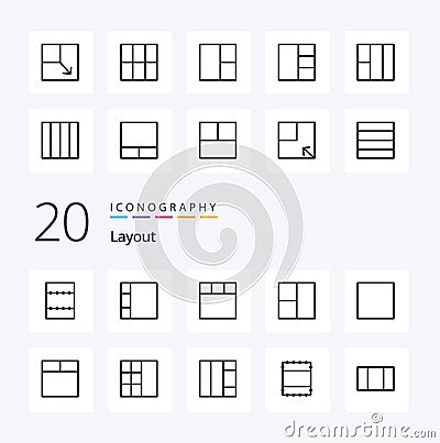 20 Layout Line icon Pack like maximize view layout grid Vector Illustration