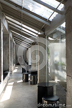 Layout in a loft style in dark colors open space interior Stock Photo