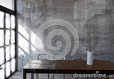 Layout in a loft style in dark colors open space interior Stock Photo