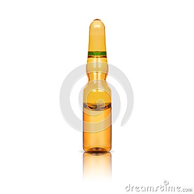 Layout of a medical glass brown ampoule. Vector Illustration