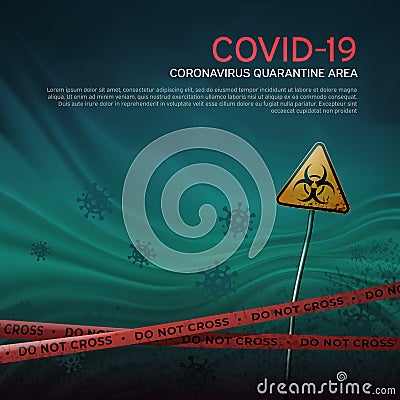 Layout of the quarantine area of coronavirus epidemic covid-19. Pandemic covid-19. Epidemic barrage lines. Coronavirus quarantine Vector Illustration