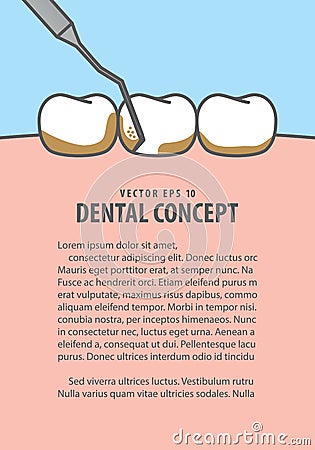 Layout Scaling teeth illustration vector on blue background. Den Vector Illustration