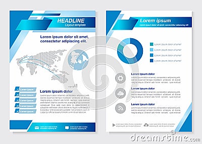 Layout template size A4 Front page and back page Blue square oblique Vector design Vector Illustration