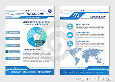 Layout template size A4 Front page and back page Line Circuit Vector design Vector Illustration