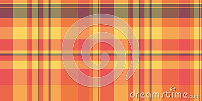 Layout texture check seamless, part vector pattern tartan. Tone plaid background textile fabric in orange and red colors Vector Illustration
