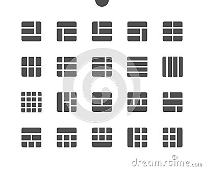 18 Layout v3 UI Pixel Perfect Well-crafted Vector Solid Icons Vector Illustration