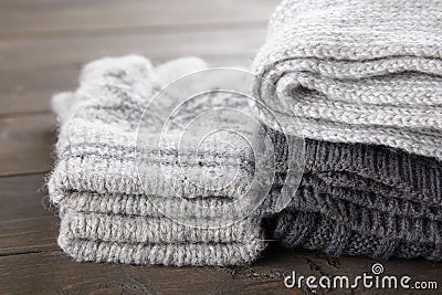 Layout warm clothes Stock Photo