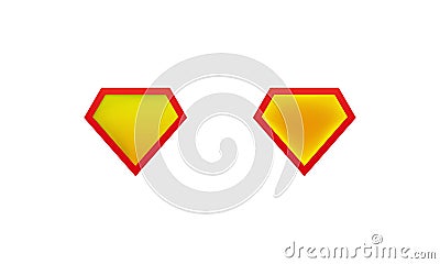 Layouts superman shield icon with shadow. Superhero label mockups. Vector on isolated white background. EPS 10 Vector Illustration