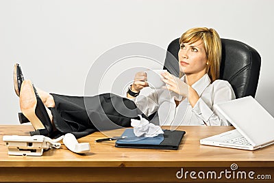 Lazy Beautiful Business Lady Stock Photo