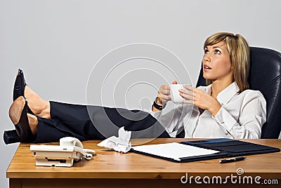 Lazy Beautiful Business Lady Stock Photo