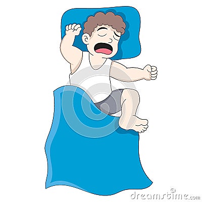 lazy boy sleeps soundly forgetting to get up early Vector Illustration