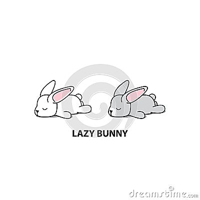 Lazy bunny, cute gray rabbit sleeping icon, logo design, vector illustration Vector Illustration