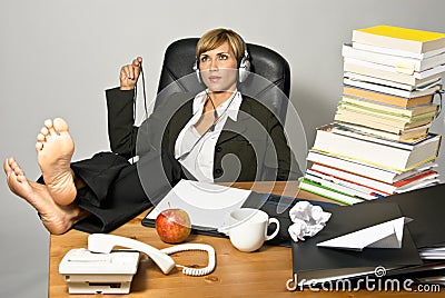 Lazy Businesswoman or Student Stock Photo