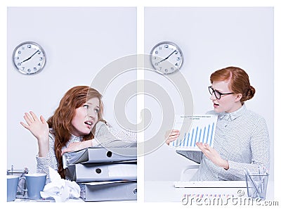 Lazy and conscientious worker Stock Photo