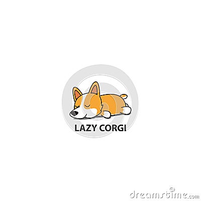 Lazy corgi, cute puppy sleeping icon Vector Illustration