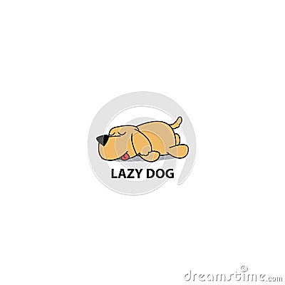 Lazy dog, golden retriever puppy sleeping icon, logo design Vector Illustration