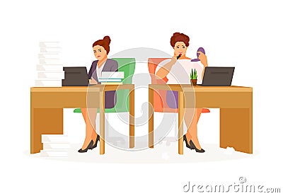 Lazy and hardworking woman Vector Illustration