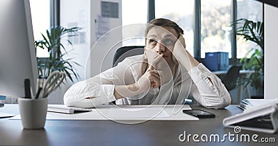 Lazy inefficient businessman in the office Stock Photo