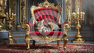 Lazy king cat Stock Photo