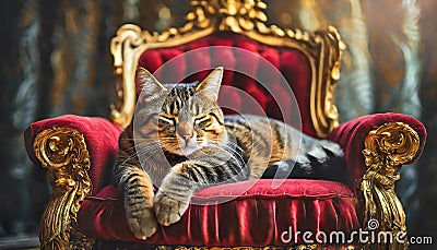 Lazy king cat Stock Photo
