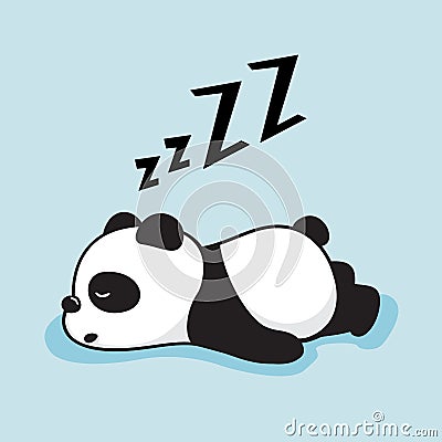 Lazy Panda Cartoon Cute Sleeping Animals Illustration Vector Illustration