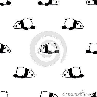 Lazy panda cartoon seamless pattern on white background, vector Vector Illustration