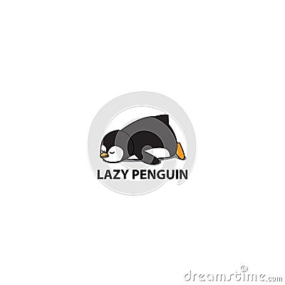 Lazy penguin sleeping icon, logo design Vector Illustration