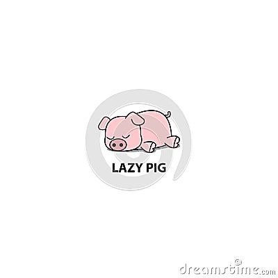 Lazy pig, little piggy sleeping icon, logo design Vector Illustration