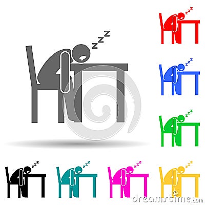 Lazy, sleeping multi color style icon. Simple glyph, flat vector of negative character icons for ui and ux, website or mobile Stock Photo