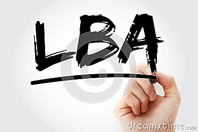 LBA - Logical Block Addressing acronym with marker, technology concept background Stock Photo