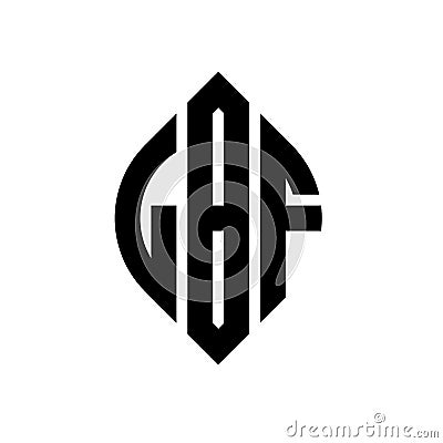 LBF circle letter logo design with circle and ellipse shape. LBF ellipse letters with typographic style. The three initials form a Vector Illustration