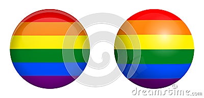 LBGT flag under 3d dome button and on glossy sphere / ball Vector Illustration