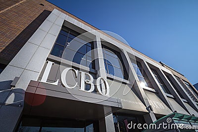 LCBO logo on their main shop for Ottawa center. Editorial Stock Photo
