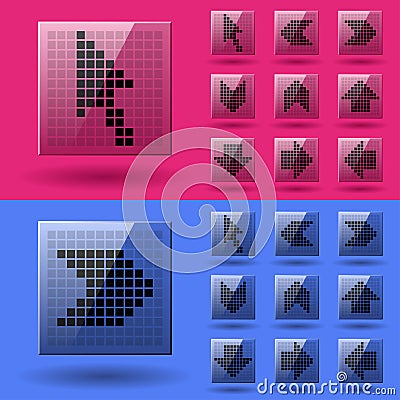 LCD display pixel arrows Vector Illustration