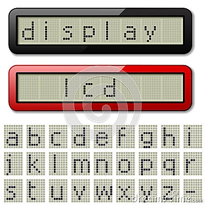 LCD display pixel font - lowercase characters Vector Illustration