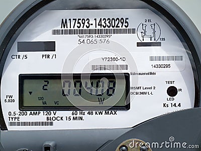 LCD display of smart grid power supply meter Stock Photo