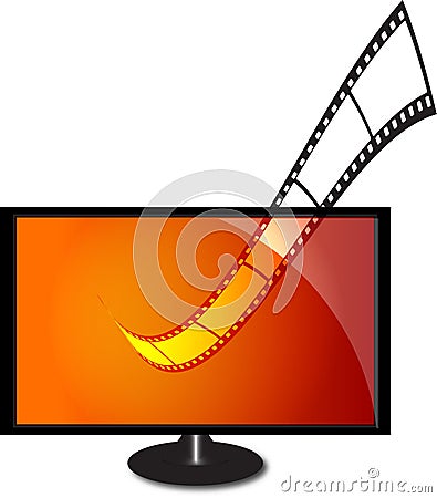 lcd monitor with film strip Stock Photo